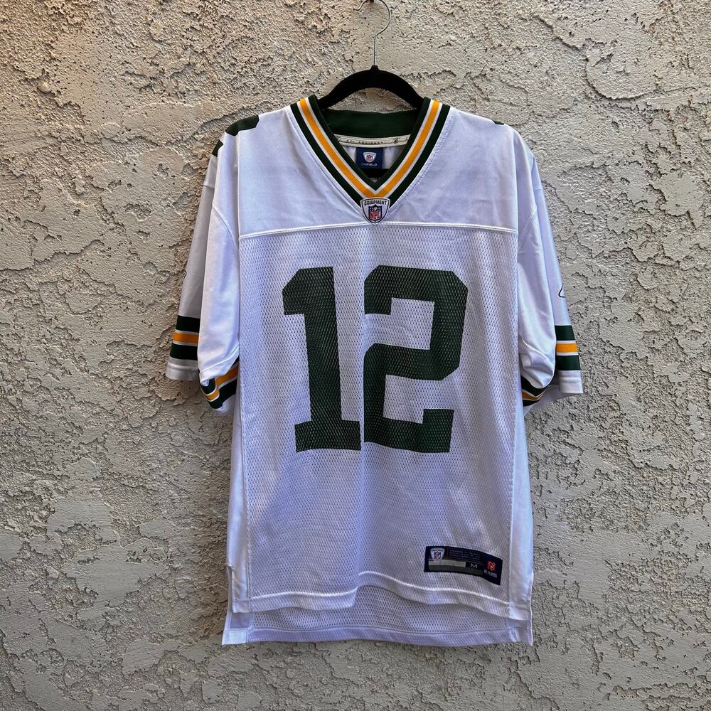 Reebok NFL On Field Aaron Rodgers Green Bay Packers #12 White Jersey M